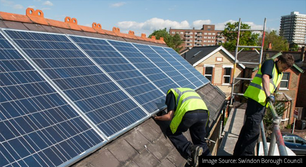Image of rooftop solar panel installation.